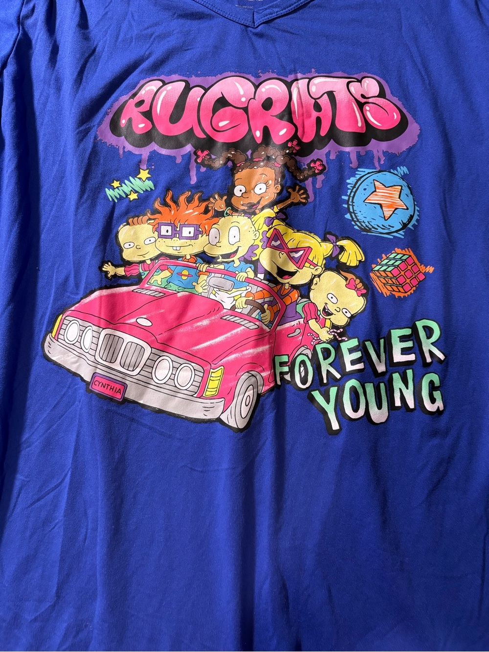 Nickelodeon Rugrats Blue Tee with Pink Car Graphic